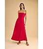 1. STATE Strapless Linen Blend Smocked Back Pocketed A-Line Dress, Color:Magenta - Image 4