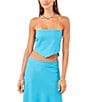Color:Laguna Mist - Image 1 - Strapless Tie Back Coordinating Cropped Linen Blend Triangle Top