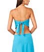 Color:Laguna Mist - Image 2 - Strapless Tie Back Coordinating Cropped Linen Blend Triangle Top