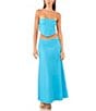 Color:Laguna Mist - Image 3 - Strapless Tie Back Coordinating Cropped Linen Blend Triangle Top