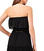 Color:Rich Black - Image 2 - Tiered Ruffle Smocked Waist Strapless Sleeveless Crop Coordinating Tube Top