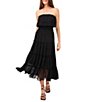 Color:Rich Black - Image 3 - Tiered Ruffle Smocked Waist Strapless Sleeveless Crop Coordinating Tube Top
