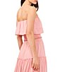 Color:Blush - Image 2 - Tiered Ruffle Smocked Waist Strapless Sleeveless Crop Coordinating Tube Top