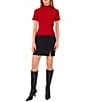 1. STATE Turtle Neck Short Sleeve Sweater, Color:Cardinal Red - Image 3