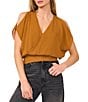 1. STATE V-Neck Cold Shoulder Draped Blouse - Image 1