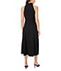 Color:Rich Black - Image 2 - V-Neck Collar Midi Sleeveless Dress