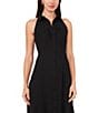 Color:Rich Black - Image 3 - V-Neck Collar Midi Sleeveless Dress