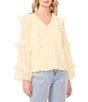 1. STATE V-Neck Long Sleeve Ruffle Top - Image 1
