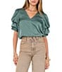 1. STATE V-Neck Short Tiered Bubble Sleeve Blouse,All Products : American Fashion Style Bags On Sale