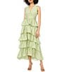 1. STATE V-Neck Sleeveless Cascading Ruffle Maxi A-Line Midi Dress - Image 5