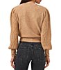 Color:Latte Heather - Image 2 - Variegated Cable Knit Crew Neck Long Puff Sleeve Statement Sweater