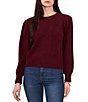 Color:Windsor Wine - Image 1 - Variegated Cable Knit Crew Neck Long Puff Sleeve Statement Sweater