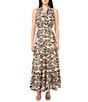 1. STATE Woven Split Round Neck Sleeveless Smocked Waist Tiered Maxi Dress - Image 1