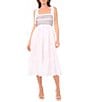 1. STATE Woven Square Neck Tie Shoulder Contrast Smocked Midi Dress - Image 1