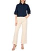 1. STATE Woven V-Neck Short Sleeve Button Down Blouse - Image 3
