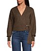 1. STATE Knit V-Neck Long Sleeve Surplice Wrap Belt Sweater - Image 4