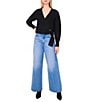1. STATE Knit V-Neck Long Sleeve Surplice Wrap Belt Sweater - Image 3