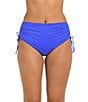 24th & Ocean Solid Mid Rise Adjustable Drawstring Tummy Control Hipster Swim Bottom - Image 3