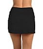 24th & Ocean Solid Tummy Control High Waist Skirted Swim Bottom, Color:Black - Image 2