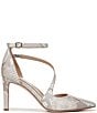 Color:White Snake - Image 2 - 27 EDIT Abilyn Iridescent Snake Print Leather Ankle Strap d'Orsay Pumps