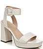 Color:Satin Pearl - Image 1 - 27 EDIT Jaselle Square Toe Leather Buckle Detail Ankle Strap Platform Dress Sandals