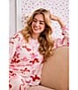 40WINKS 40 Winks Darling Bows Print Long Sleeve Henley Stretch Velour Long Pajama Set, Color:Oatmeal Print - Image 5