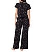40 Winks Short Sleeve Tee & Long Pant Jersey Knit Pointelle Ditsy Bow Print Pajama Set, Color:Black Bow Print - Image 2