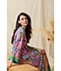 40WINKS Boho Blooms Print Long Sleeve V-Neck Woven Long Wrap Robe - Image 4