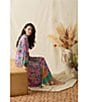 40WINKS Boho Blooms Print Long Sleeve V-Neck Woven Long Wrap Robe - Image 5