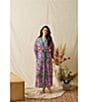 40WINKS Boho Blooms Print Long Sleeve V-Neck Woven Long Wrap Robe - Image 6
