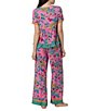 40WINKS Boho Blooms Print Short Sleeve V-Neck Woven Coordinating Sleep Top - Image 2