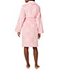40WINKS Bow Print Shawl Collar Long Sleeve Frosted Jacquard Chenille Short Wrap Robe - Image 2