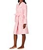 40WINKS Bow Print Shawl Collar Long Sleeve Frosted Jacquard Chenille Short Wrap Robe - Image 3