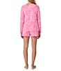 40WINKS Cheetah Print Long Sleeve Round Neck Shorty Knit Pajama Set, Color:Pink Print - Image 2