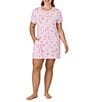 40WINKS Floral Print Short Sleeve Crew Neck Jersey Knit Sleepshirt - Image 1