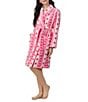 40WINKS Floral Stripe Print Long Sleeve Shawl Collar Short Robe - Image 3