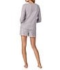 40WINKS Heart Print Long Sleeve Round Neck Shorty Knit Pajama Set, Color:Grey Print - Image 2