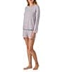 40WINKS Heart Print Long Sleeve Round Neck Shorty Knit Pajama Set, Color:Grey Print - Image 3