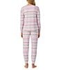 40WINKS Long Sleeve Crew Neck Cozy Jersey Long Fair Isle Pajama Set, Color:White - Image 2