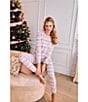40WINKS Long Sleeve Crew Neck Cozy Jersey Long Fair Isle Pajama Set, Color:White - Image 4