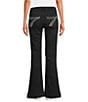 7 For All Mankind Dojo Tailorless Mid Rise Embroidered Full Length Flare Stretch Denim Jeans, Color:Salem - Image 2