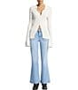 7 For All Mankind Dojo Tailorless Front Patch Pocket Mid Rise Flare Leg Jeans, Color:Sirte - Image 4