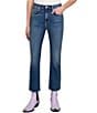 Color:Blue Print - Image 5 - High Waisted Slim Kick Cropped Flared Jeans