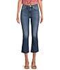Color:Blue Print - Image 1 - High Waisted Slim Kick Cropped Flared Jeans