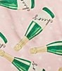 8 Oak Lane Long Sleeve Satin Champagne Print Shorty Bow Pajama Set, Color:Pink - Image 3