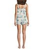 8 Oak Lane Sleeveless Tie Top Woven Hydrangea Ribbon Print Shorty Pajama Set, Color:Blue Hydrangea Ribbons - Image 2