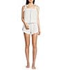 8 Oak Lane Sleeveless Tie Top Woven Striped Shorty Pajama Set, Color:White Stripe - Image 1