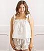 8 Oak Lane Sleeveless Tie Top Woven Striped Shorty Pajama Set, Color:White Stripe - Image 4