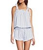8 Oak Lane Sleeveless Tie Top Woven Striped Shorty Pajama Set, Color:Blue Stripe - Image 1