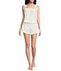 8 Oak Lane Sleeveless Tie Top Woven Striped Shorty Pajama Set - Image 1